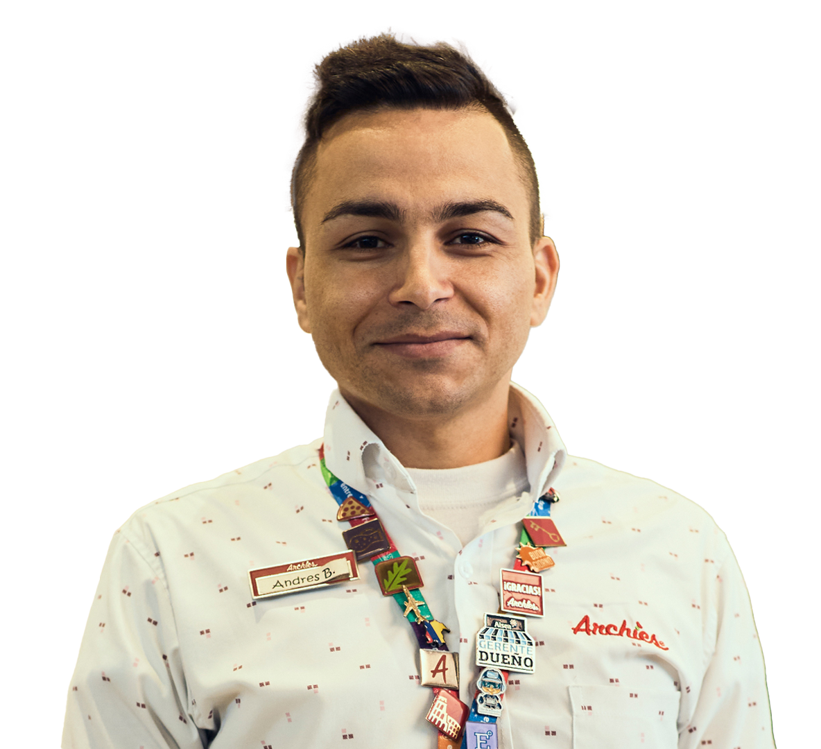 Employee in Archies uniform smiling at camera