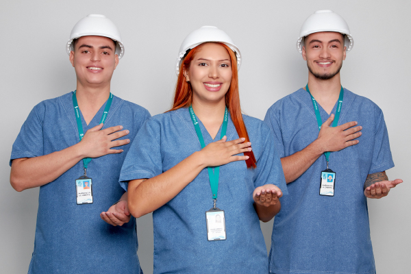 Healthcare professionals working in a pharmacy setting