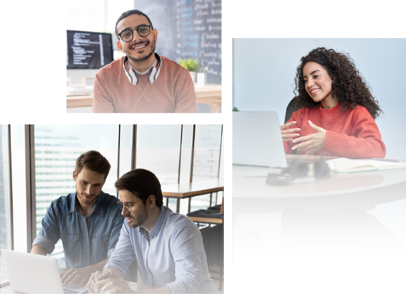 Collage of professional people in various work settings