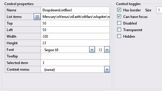 Dropdown Dropdown list