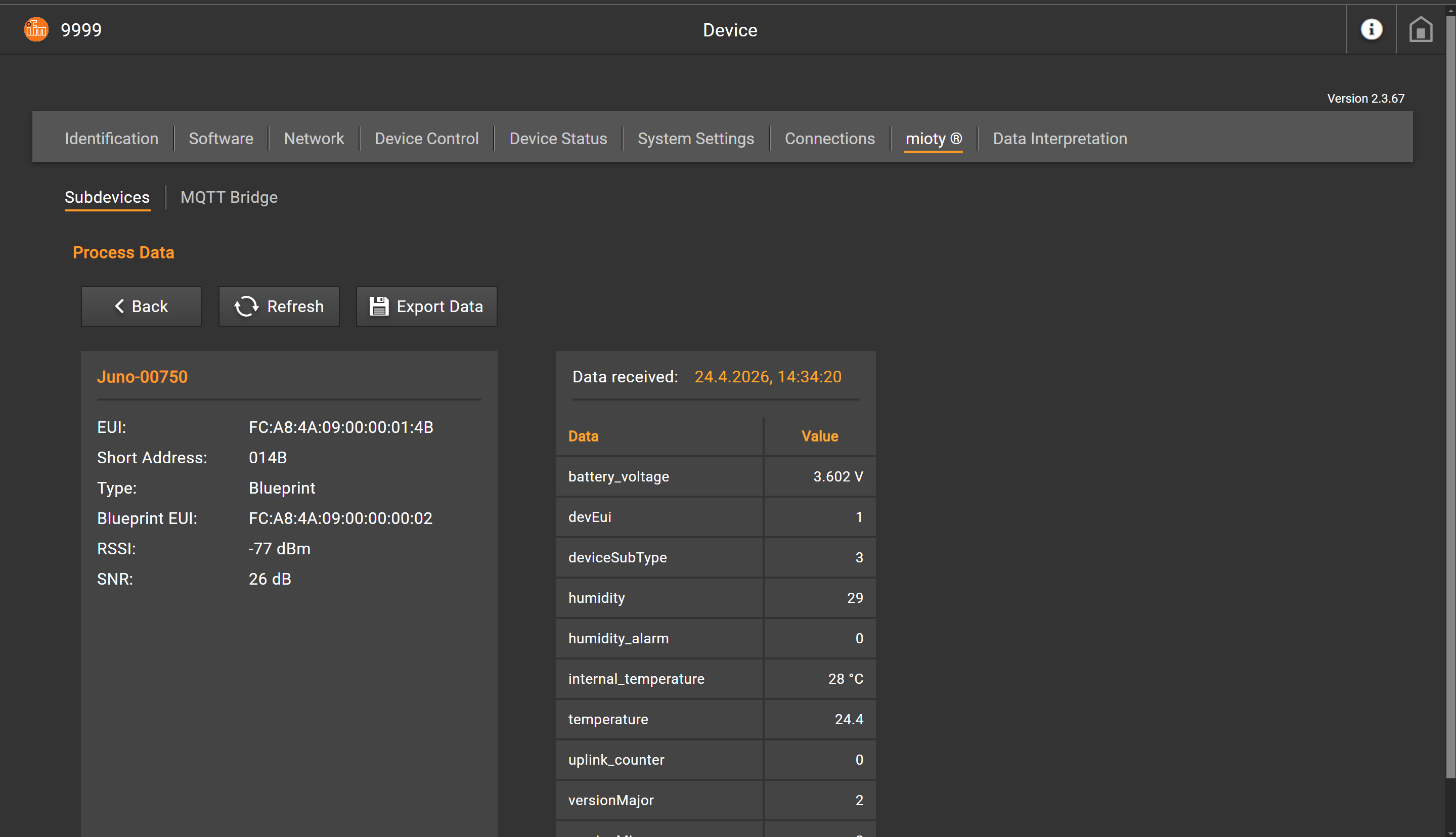 Sensorwerte nach Refresh 3