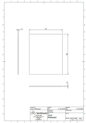 Technische Zeichnung des Juno Klebepads