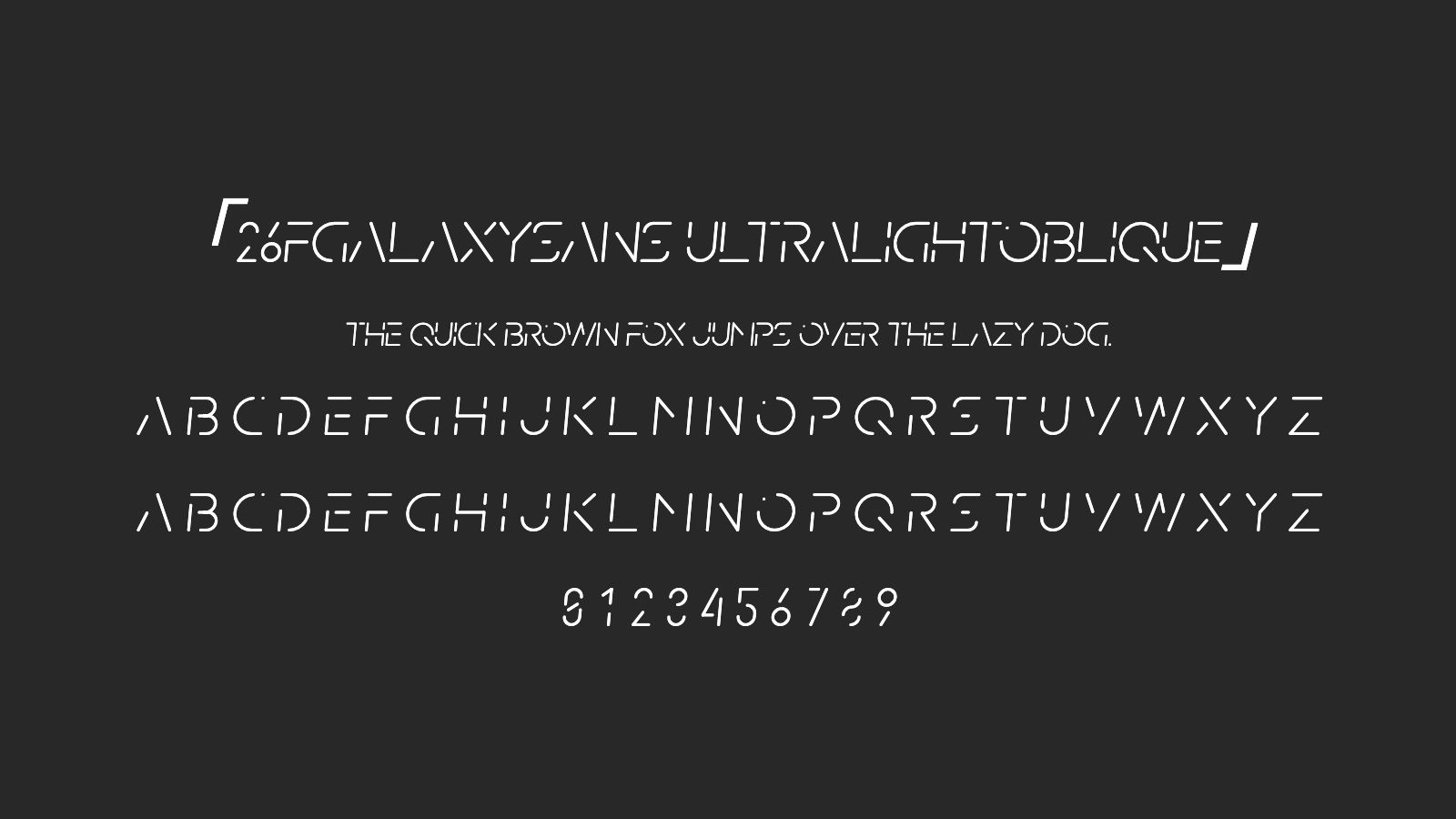 26FGalaxySans-UltraLightOblique字体预览
