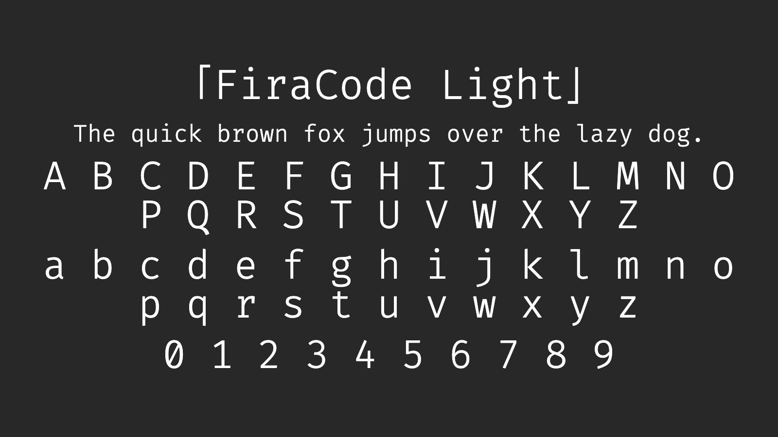 FiraCode-Light字体预览