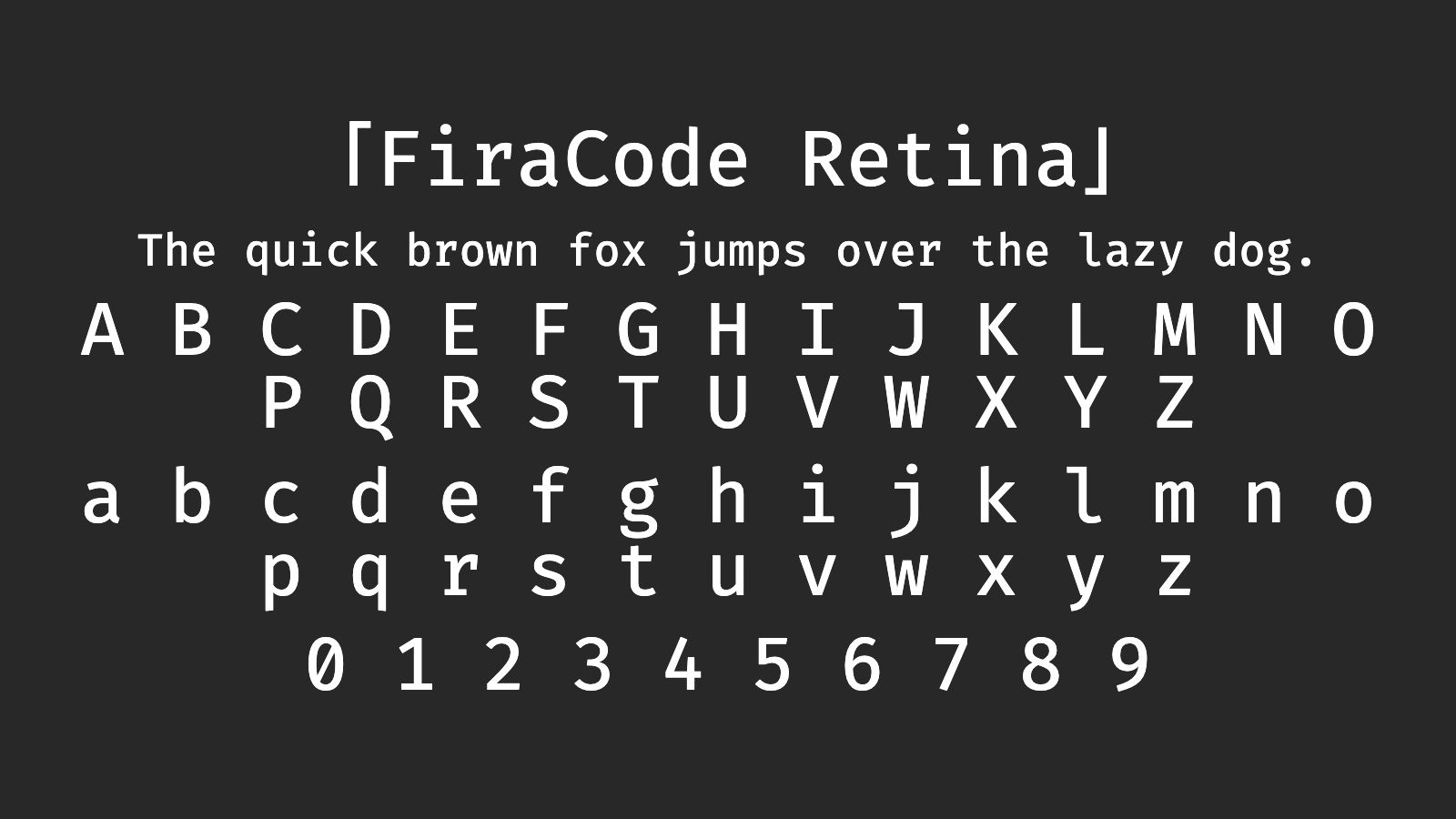 FiraCode-Retina字体预览