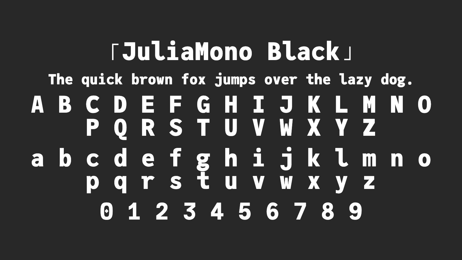 JuliaMono-Black字体预览
