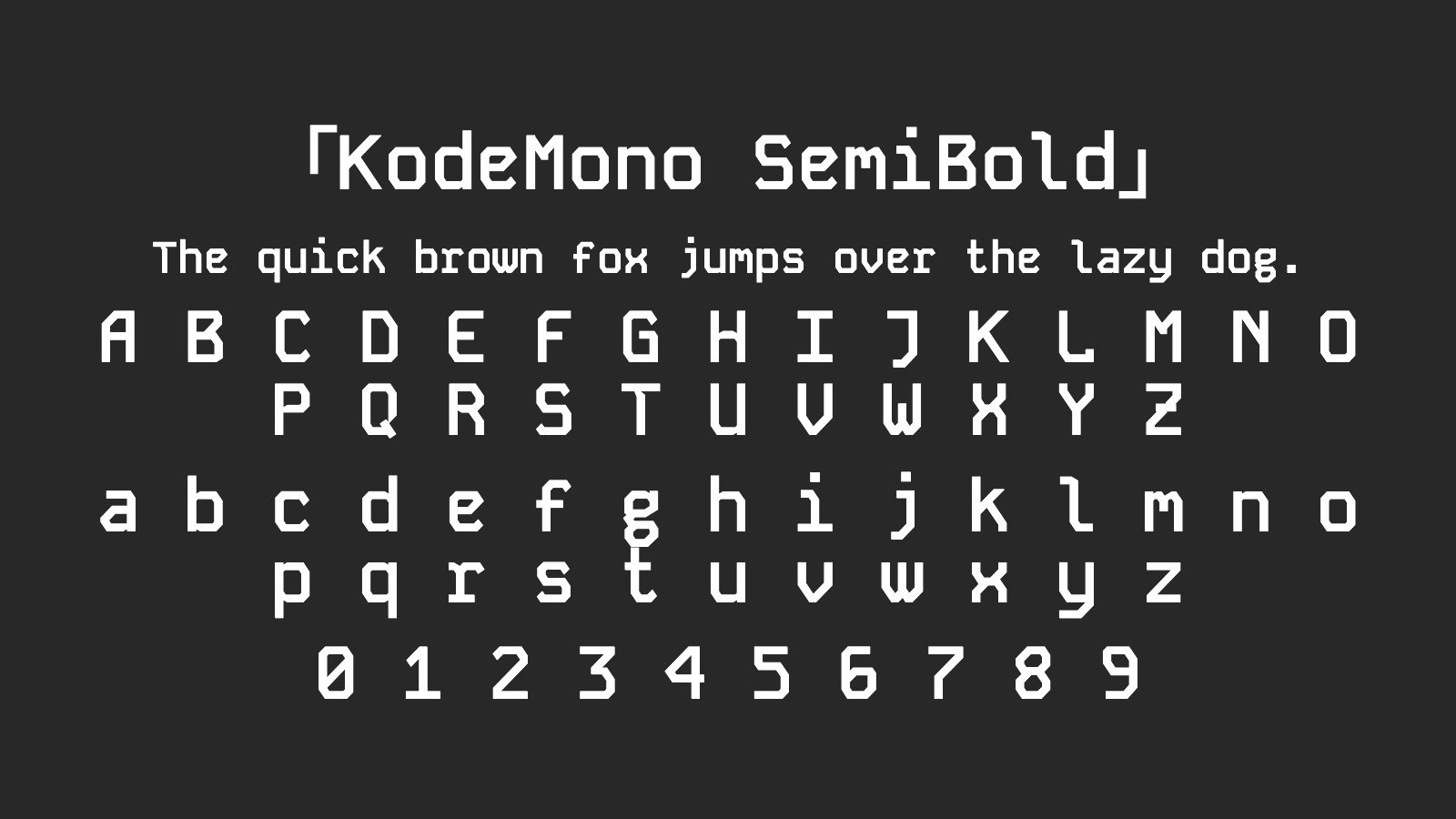KodeMono-SemiBold字体预览