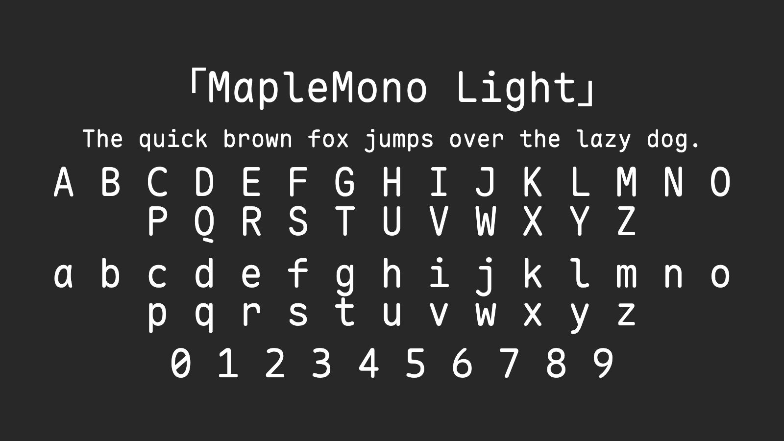 MapleMono-Light字体预览
