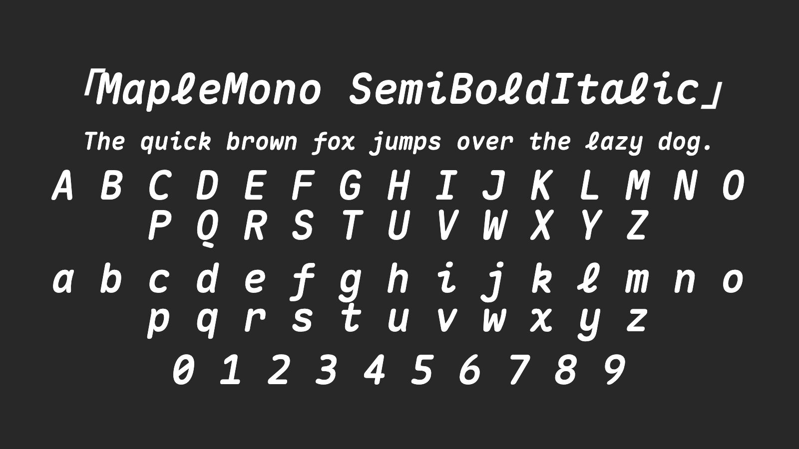 MapleMono-SemiBoldItalic字体预览