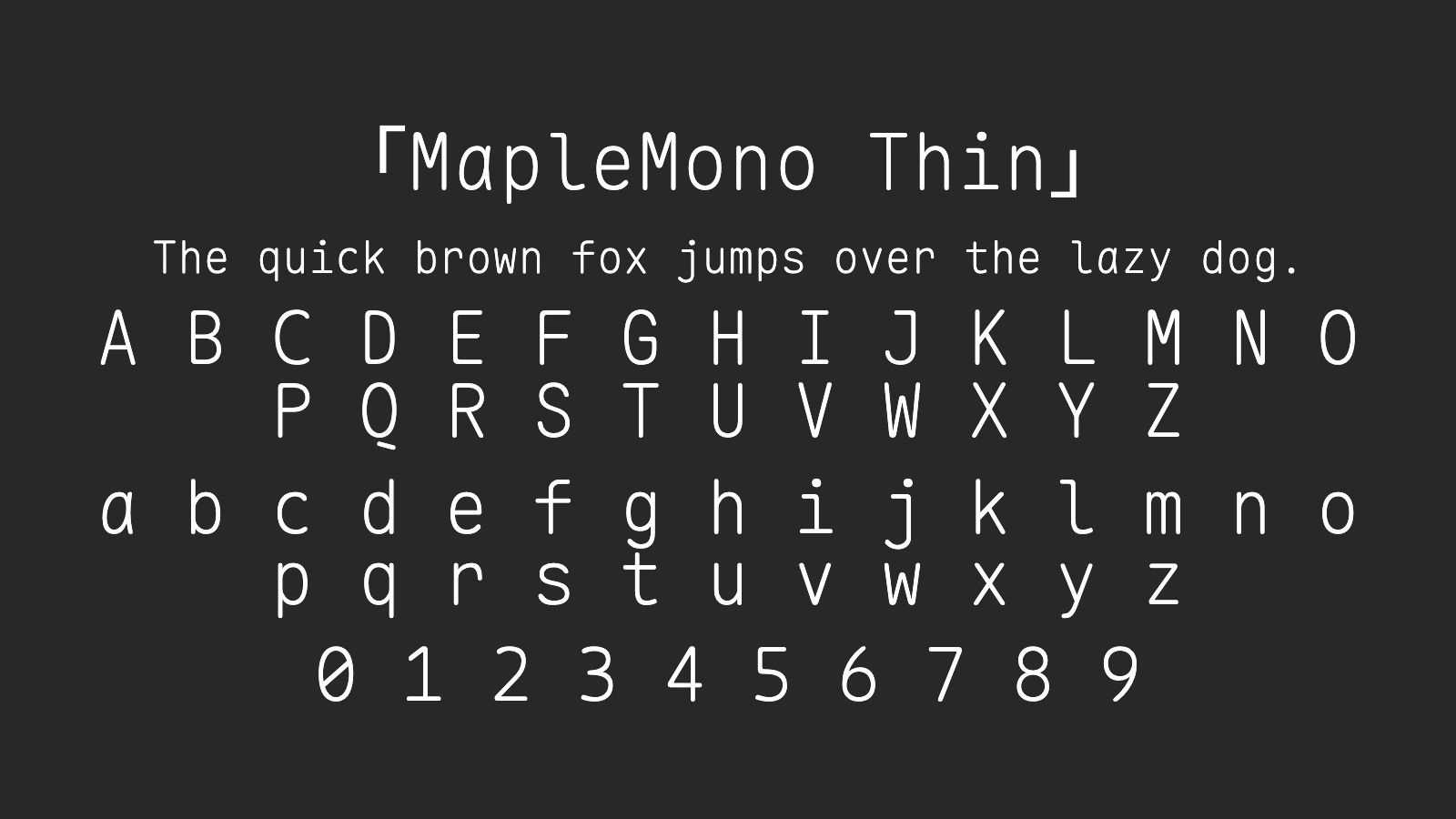 MapleMono-Thin字体预览