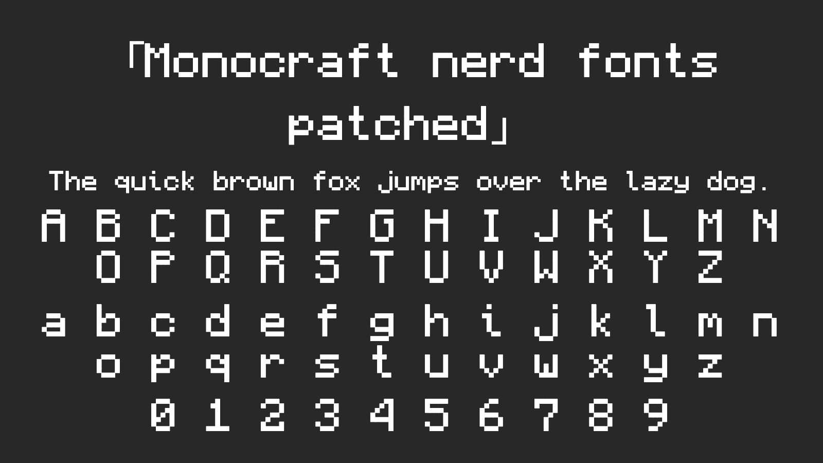Monocraft-nerd-fonts-patched字体预览