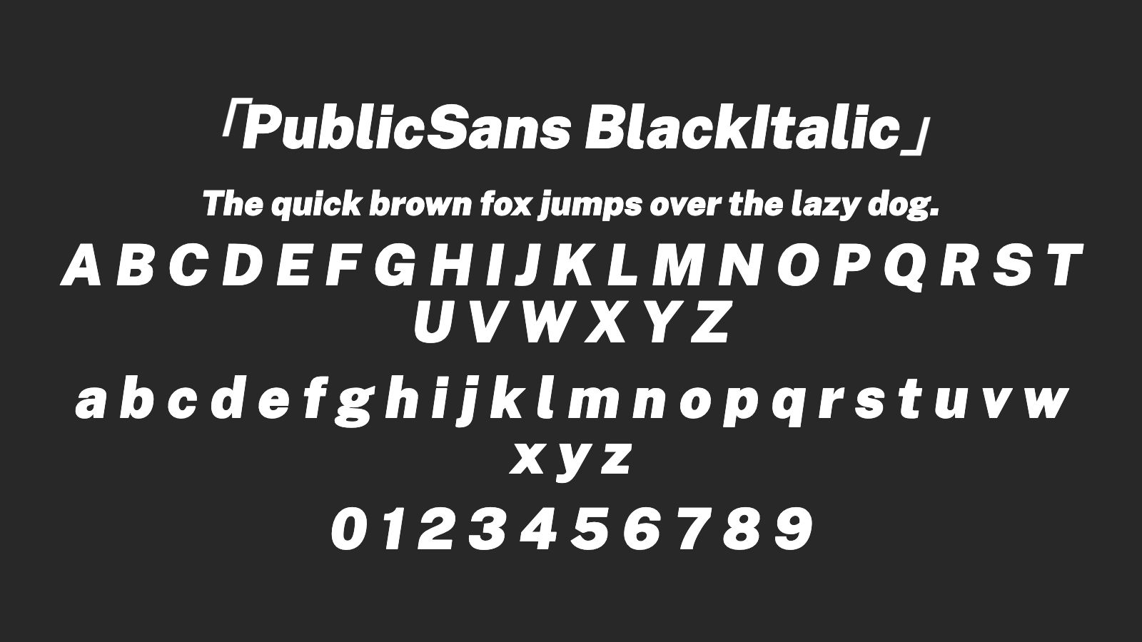PublicSans-BlackItalic字体预览