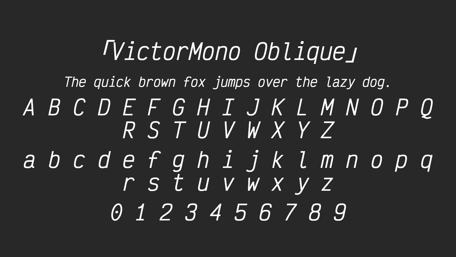 VictorMono-Oblique字体预览