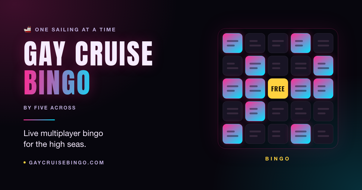 Gay Cruise Bingo—a marked-up live multiplayer bingo card for the high seas