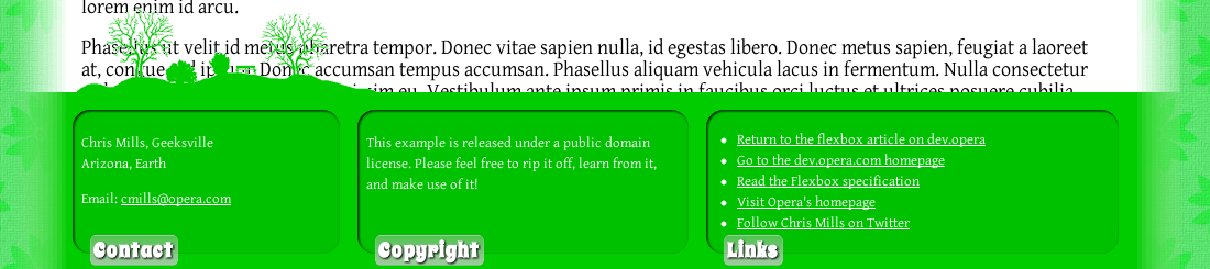some simple Flexbox application has given us a useful responsive layout - the image shows a one, two and three row layout, at different viewport widths