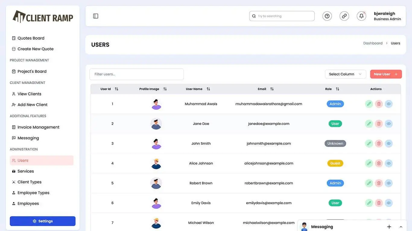 Manage Clients Interface