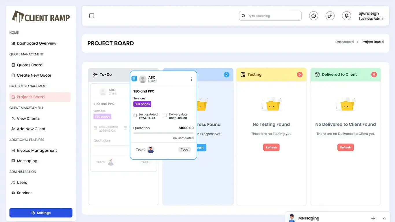 Manage Projects Interface