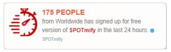 spotmify social proof marketing to display lead signedup statistic