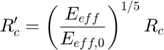 $$R_{c}' = \left(\frac{E_{eff}}{E_{eff,0}}\right)^{1/5}R_{c}$$