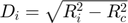 $D_{i} = \sqrt{R_{i}^{2}-R_{c}^{2}}$