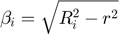 $$\beta_{i} = \sqrt{R_{i}^{2}-r^{2}}$$