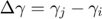 $$\Delta\gamma = \gamma_{j}-\gamma_{i}$$