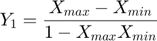 $$Y_{1} =\frac{X_{max}-X_{min}}{1-X_{max}X_{min}}$$