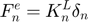$$F_{n}^{e} = K_{n}^{L}\delta_{n}$$