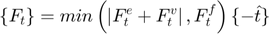$$\left \{ F_{t} \right \} = min\left ( \left | F_{t}^{e}+F_{t}^{v} \right |,F_{t}^{f} \right ) \{-\hat{t}\}$$