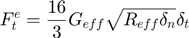 $$F_{t}^{e} = \frac{16}{3} G_{eff} \sqrt{R_{eff} \delta_{n}} \delta_{t}$$