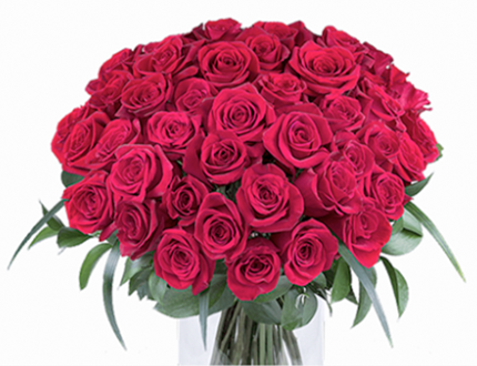 Red Roses in elegant vase.