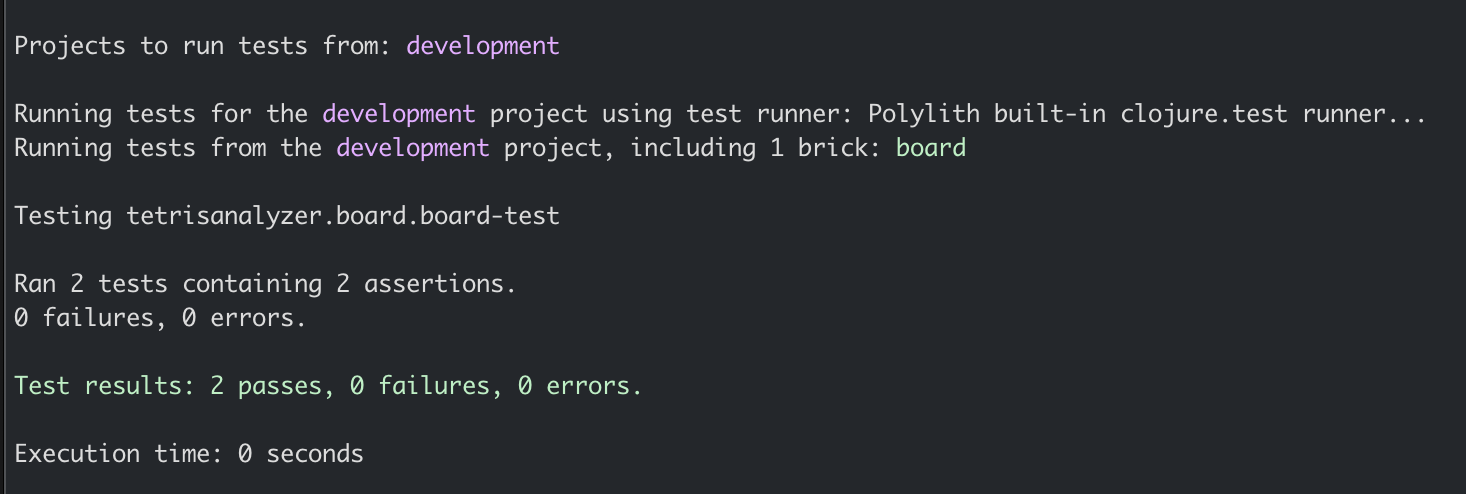 Poly test output