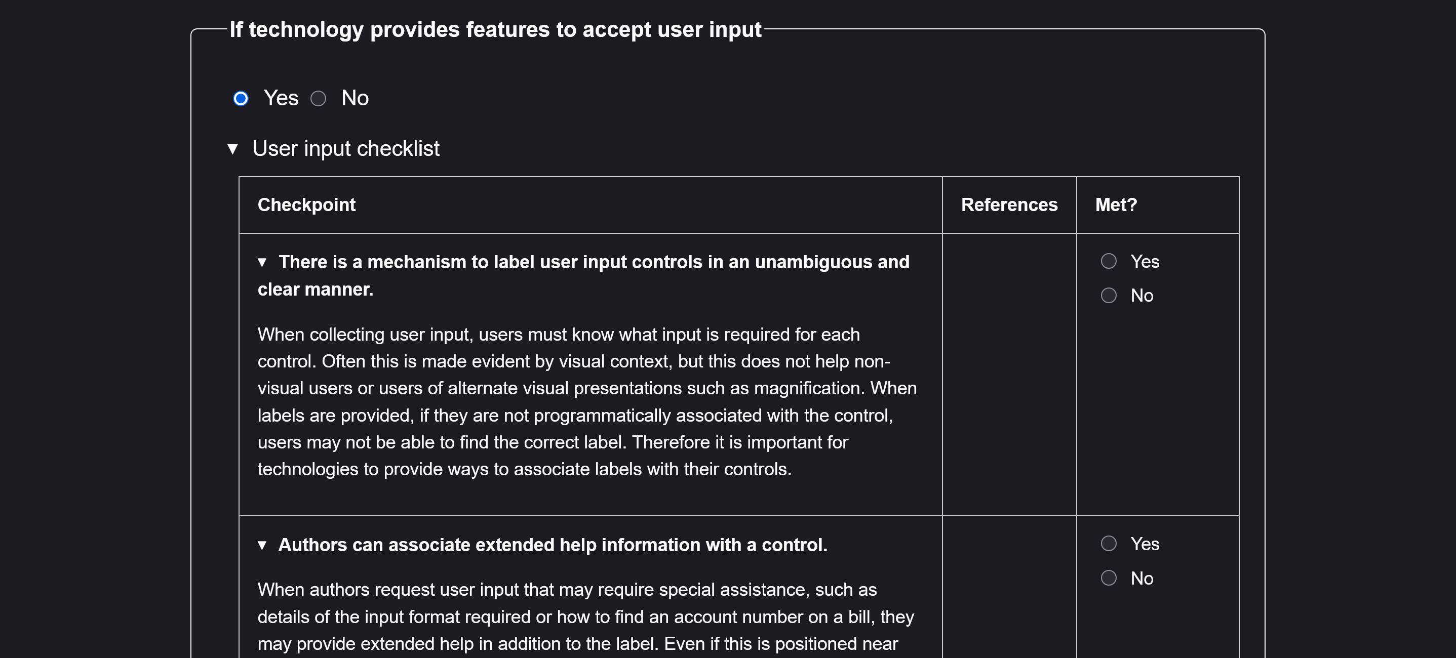 FAST Checklist excerpt
