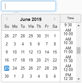 Example of a rendered DateTimePickerEditor