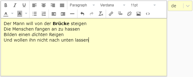 Example of a rendered RichTextEditor