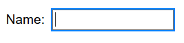 A label with a text input shown by a complete border and blue outline.